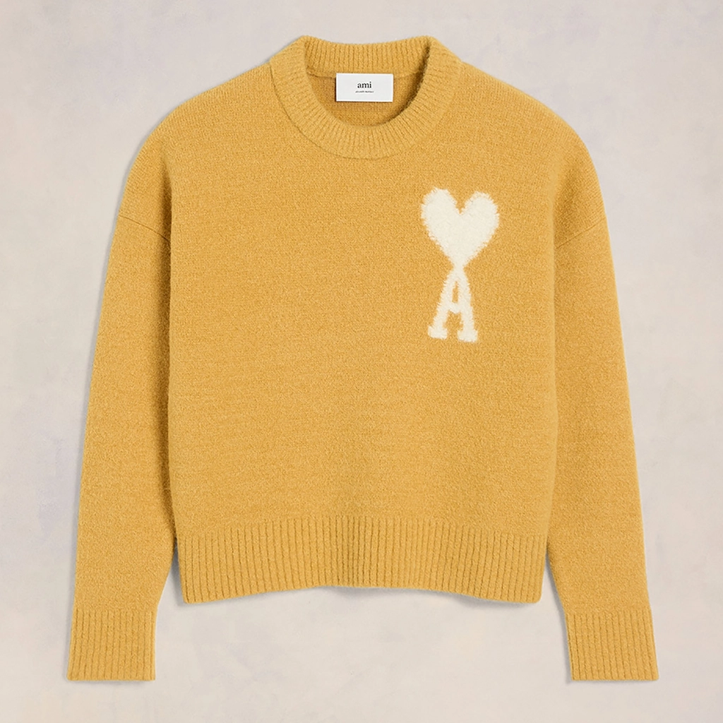 AMI Paris Off White De Coeur Alpaca-Blend Jumper - XL